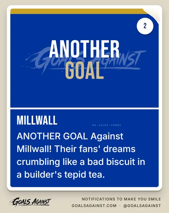 An Another Goal Against Millwall sticker card