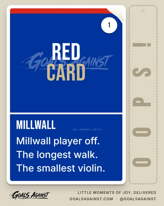 A Red Card Millwall sticker card